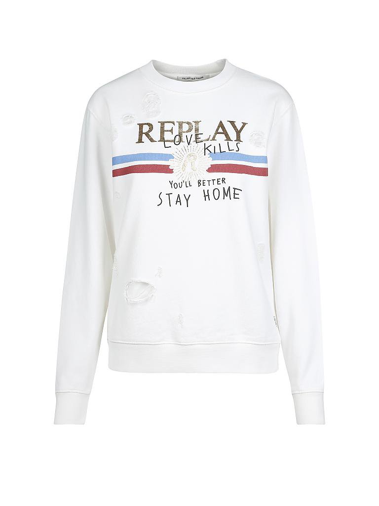 REPLAY Sweater weiß | XS REPLAY Sweater gold | XS